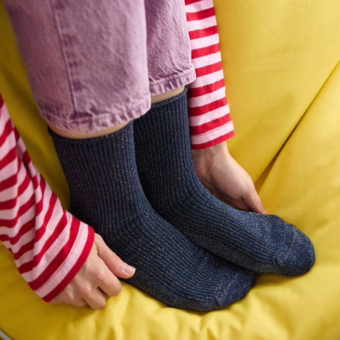 KLUE Glitter Lurex Socken | Dunkelblau