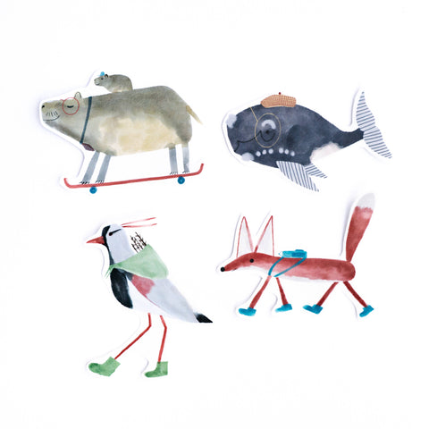 AUFKLEBERSET / VIER TIERE