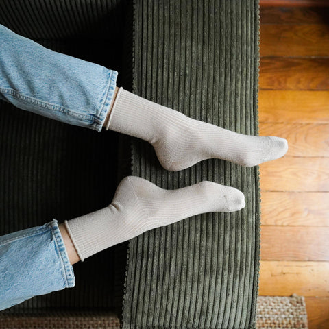 KLUE Glitter Lurex Socken | Beige: 36-40
