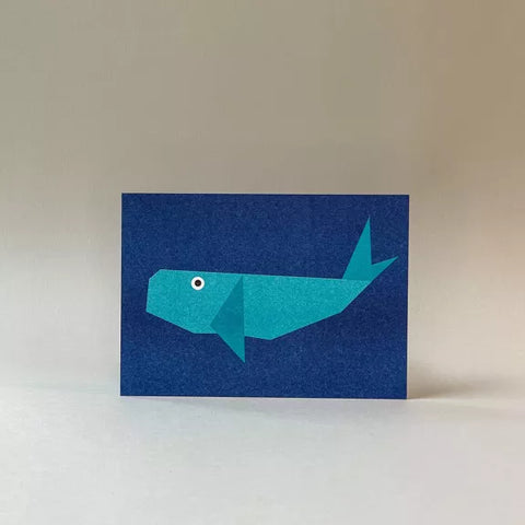 Postkarte Origami Wal