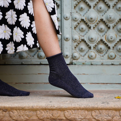 KLUE Glitter Lurex Socken | Dunkelblau