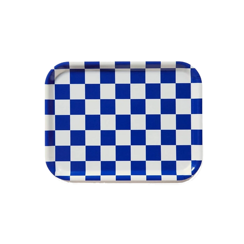 Tablett Checker Blau-Weiß