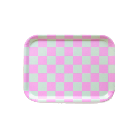 Tablett Checker Rosa-Mint