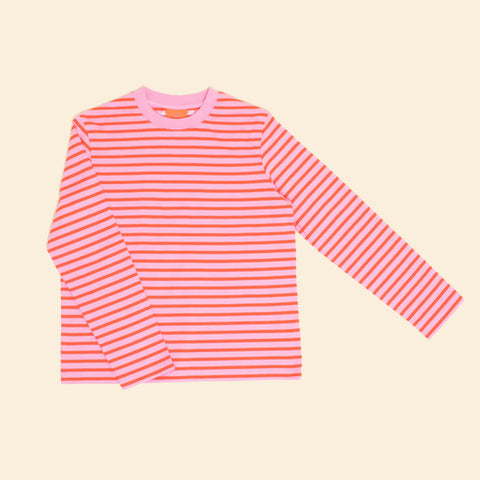 Stripy Langarmshirt | Pink/Rot