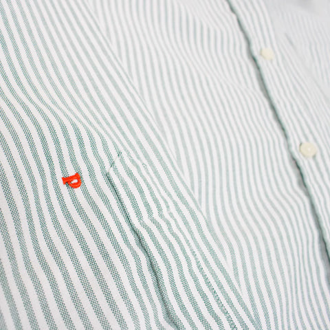 Hemdbluse gestreift aus Bio-Baumwolle in Grün/Weiß