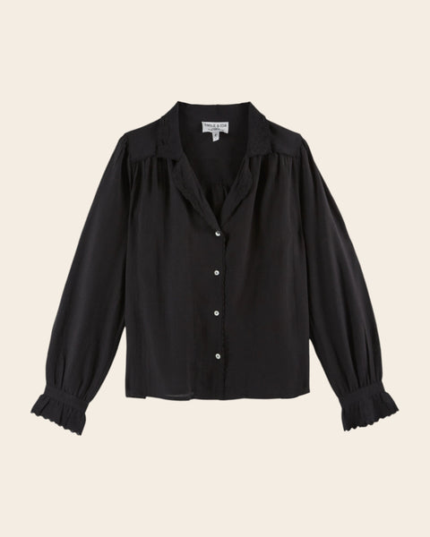 Ida Bluse bestickt / Schwarz