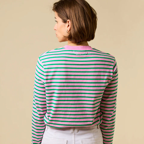 Stripy Langarmshirt | Pink/Grün