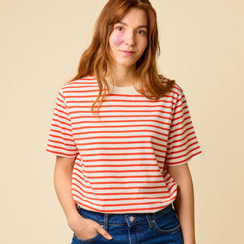 Stripy T-Shirt | Rot/Offwhite