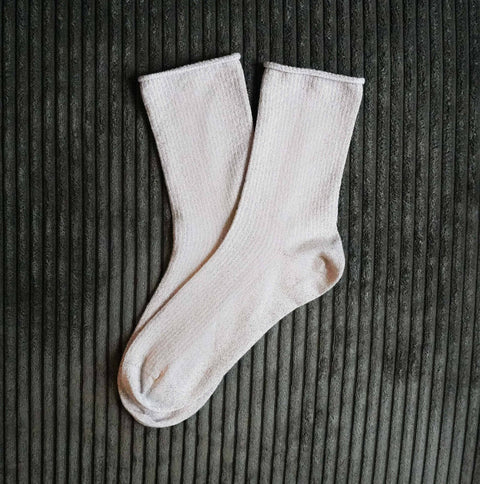 KLUE Glitter Lurex Socken | Beige: 36-40