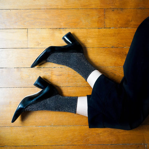 KLUE Glitter Lurex Socken | Schwarz