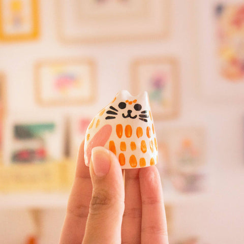 Kleine Keramikkatze / Orange