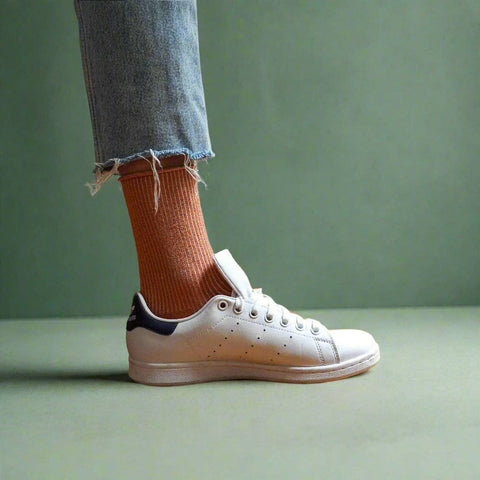 KLUE Glitter Lurex Socken | Terrakotta