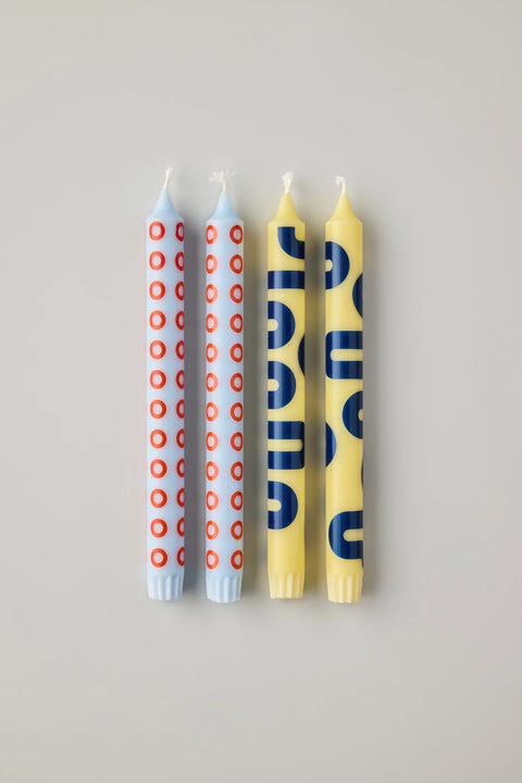 Kerzen 4er-Set | Gelb/Blau