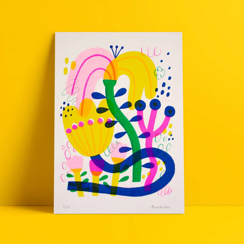 Blumenstrauß//Risograph-Druck-Illustration im A5-Format