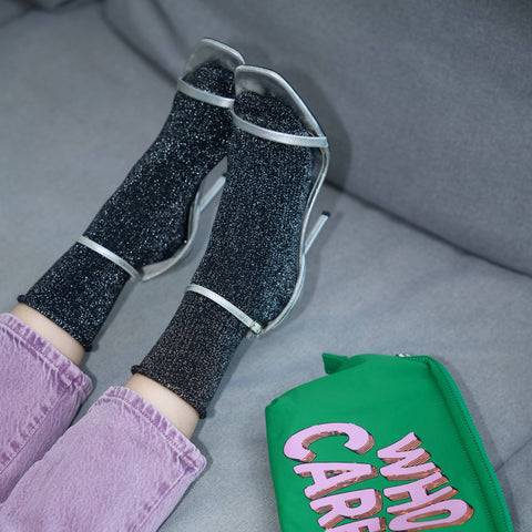 KLUE Glitter Lurex Socken | Schwarz