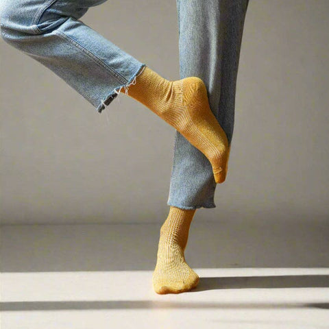 KLUE Glitter Lurex Socken | Senf