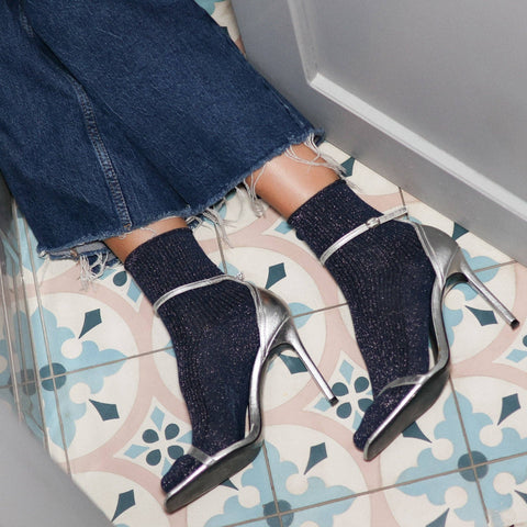 KLUE Glitter Lurex Socken | Dunkelblau