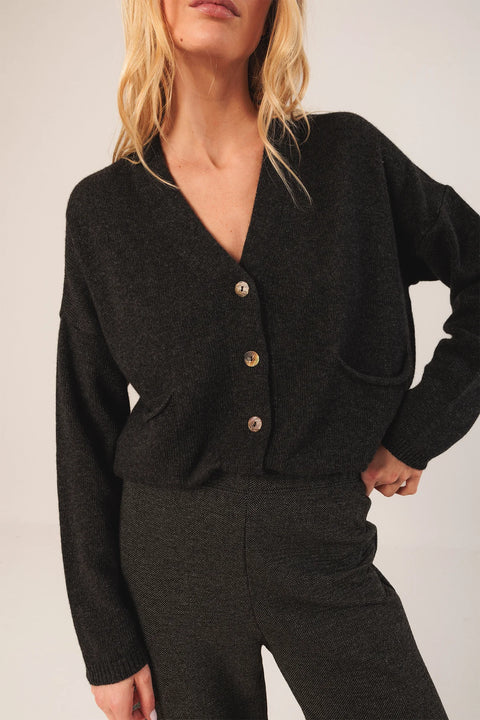 INDI&COLD Strickjacke Dunkelgrau
