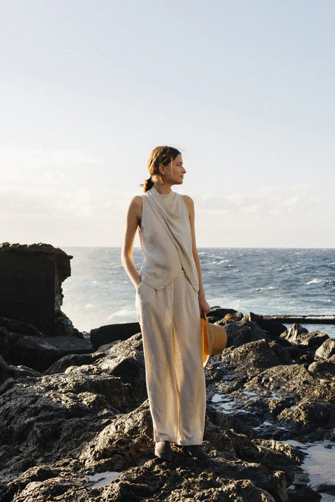 Leinenhose Beige