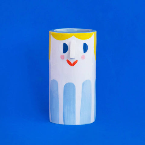 Keramikvase mit blauen Streifen
