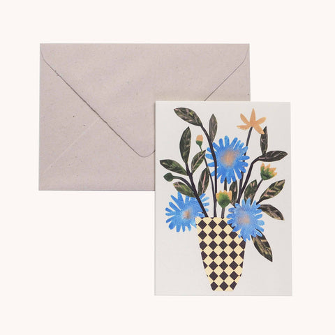 Schachbrettmuster-Vase Klappkarte