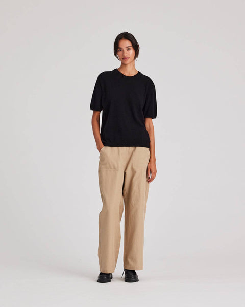 Ellia Cashmere-T-Shirt Schwarz