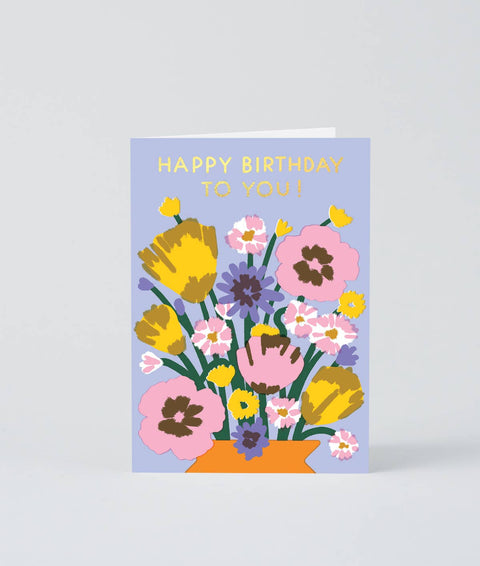 Klappkarte Geburtstagsblumen Pastell