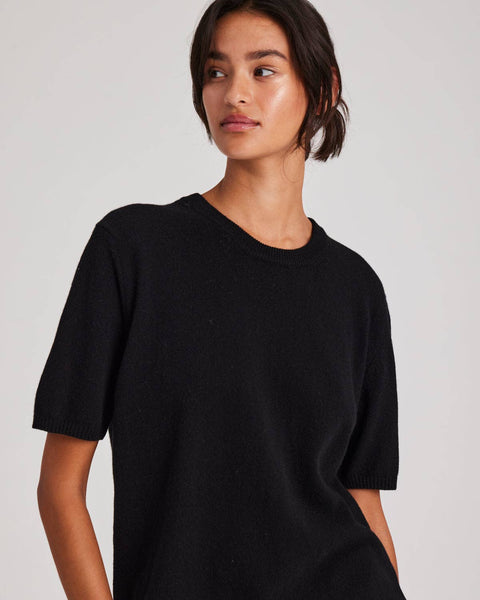 Ellia Cashmere-T-Shirt Schwarz