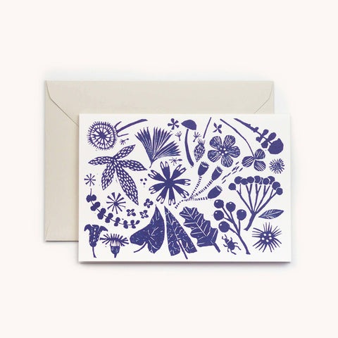 Blaue Wildblumen Klappkarte