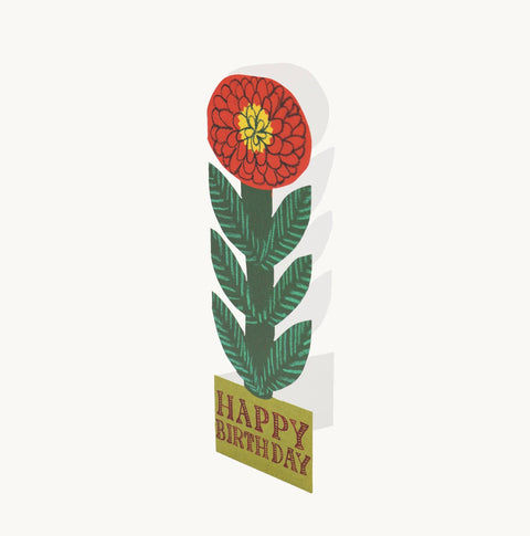 Rote Blume - Aufstellkarte „Happy Birthday“