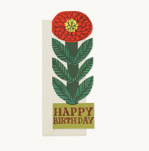 Rote Blume - Aufstellkarte „Happy Birthday“