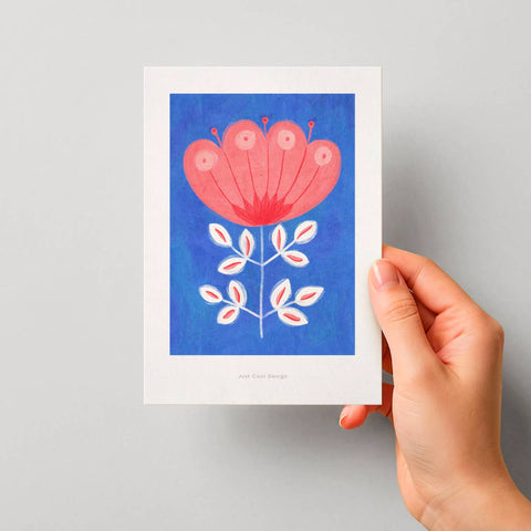 Rosa Blume | Mini-Kunstdruck A6