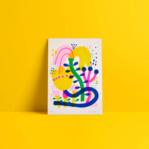 Blumenstrauß//Risograph-Druck-Illustration im A5-Format