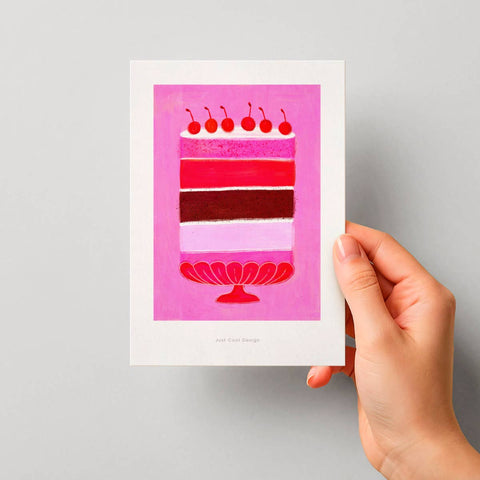 Torte mit Kirschen | Mini-Kunstdruck A6