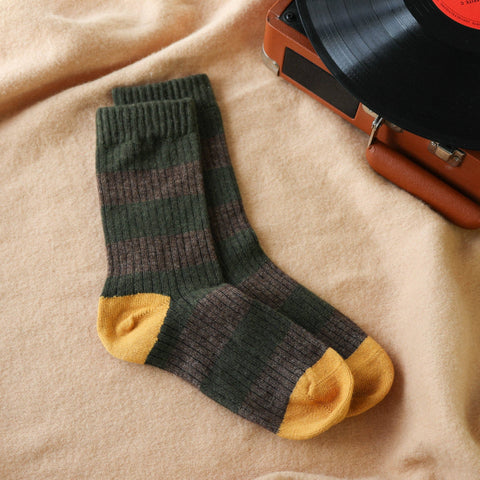 Socken Merinowolle | Khaki-Gelb