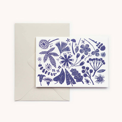 Blaue Wildblumen Klappkarte