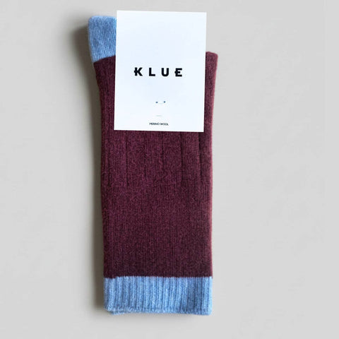 Socken Merinowolle | Burgund & Himmelblau