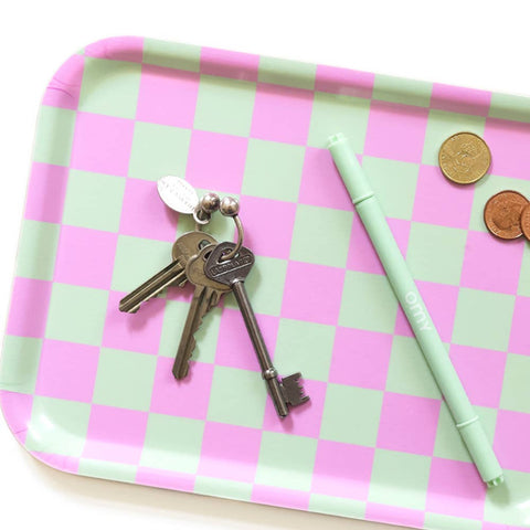 Tablett Checker Rosa-Mint