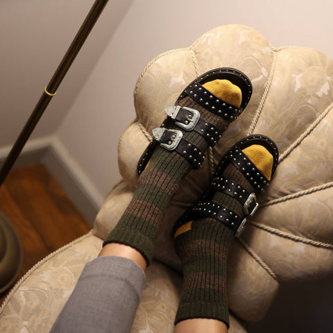 Socken Merinowolle | Khaki-Gelb