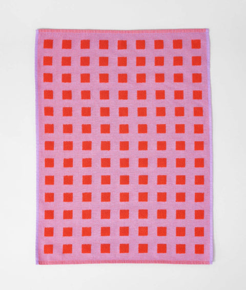 Geschirrtuch Quadrate – Flieder/Rot