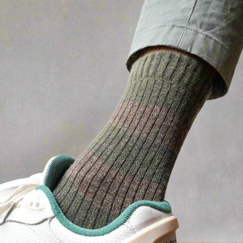 Socken Merinowolle | Khaki-Gelb