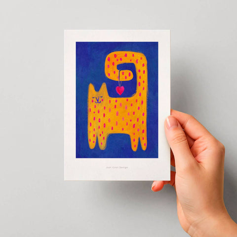 Katze mit Herz | Mini-Kunstdruck A6