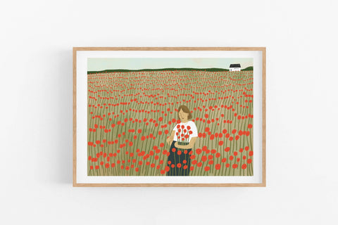 Mohnblumen pflücken / A4 Druck