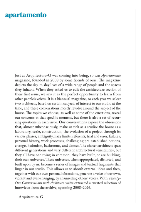 Twenty-One Conversations with Architects by Arquitectura-G