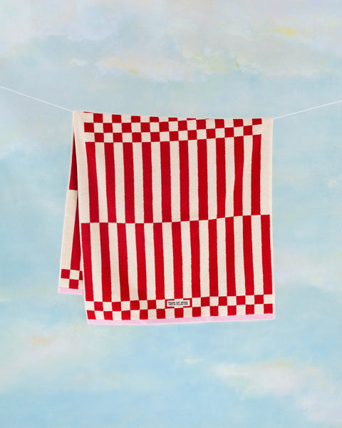 Clubhouse Streifen-Badetuch Rot