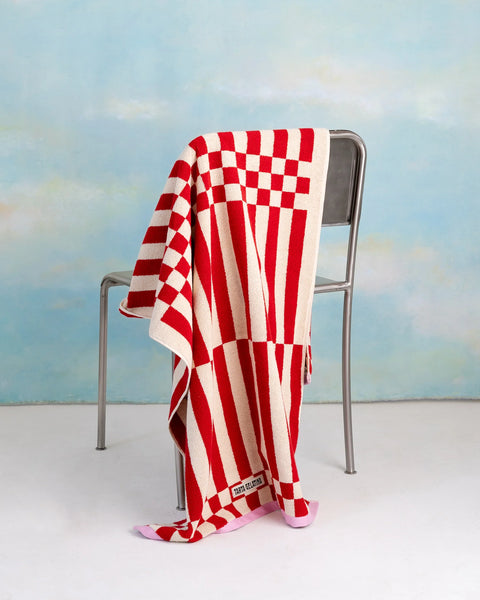 Clubhouse Streifen-Badetuch Rot