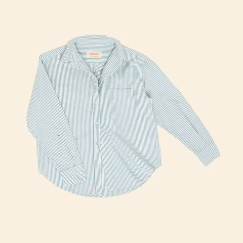 Hemdbluse gestreift aus Bio-Baumwolle in Grün/Weiß