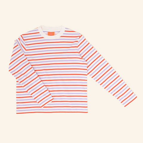 Stripy Langarmshirt | Lila/Rot/Weiß