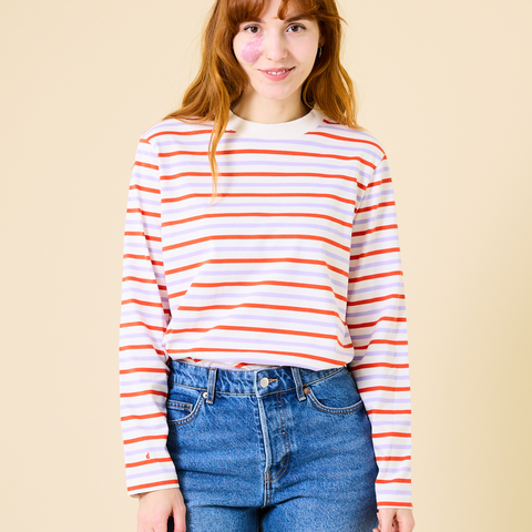 Stripy Langarmshirt | Lila/Rot/Weiß