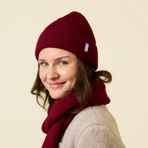 Beanie Merinowolle / Bordeaux